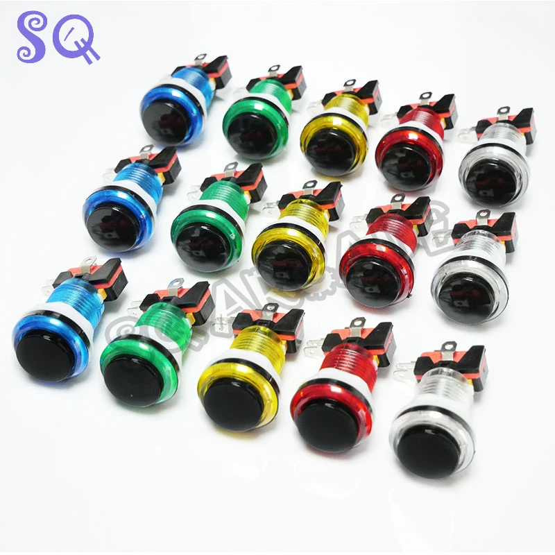 5V/12V Black Center Led Arcade Machine Push Button With Mirco Switch 5 Colors for Pandora Game Console MAME Raspberry Pi