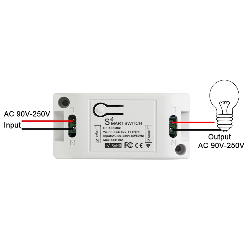 GERMA RF Wifi 433MHz 10A/2200W bezprzewodowy zdalny przełącznik ON/Off opóźnienie inteligentny kontroler światła domu APP dla Google Home Alexa