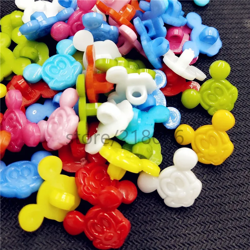 suoja 40pcs/ Mix Colors Plastic Cartoon Mickey Head  Buttons Clothing Accessories Sewing Supplies,20*17mm