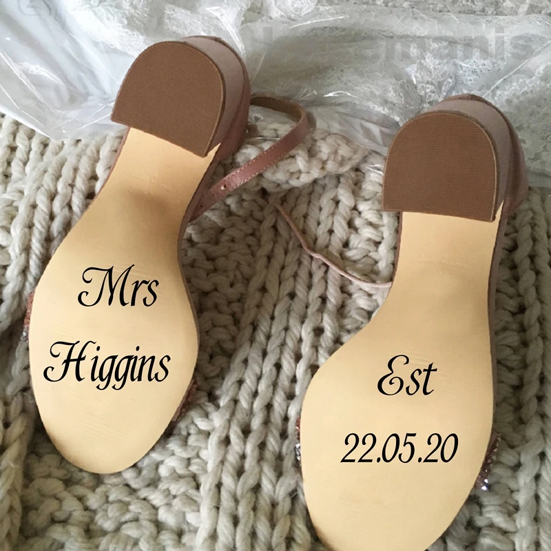 Personalized Wedding Shoes Decal Bride Custom Name And Date Sticker Funny Wedding Accessories Shoes Art Vinyl Decals Decoration