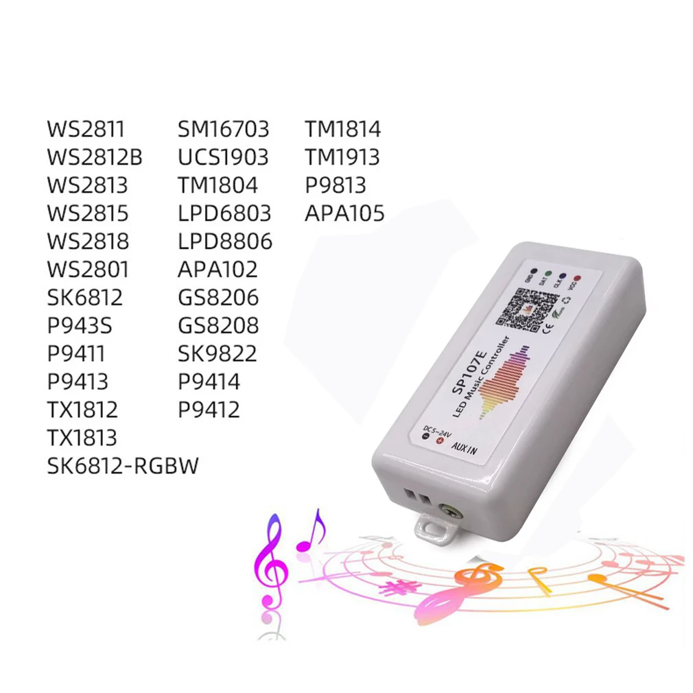 SP107E Bluetooth-Compatibel Led Muziek Controller Full Color Pixel Ic Controllers Door Smart Phone App Voor WS2812B WS2811 Led strip