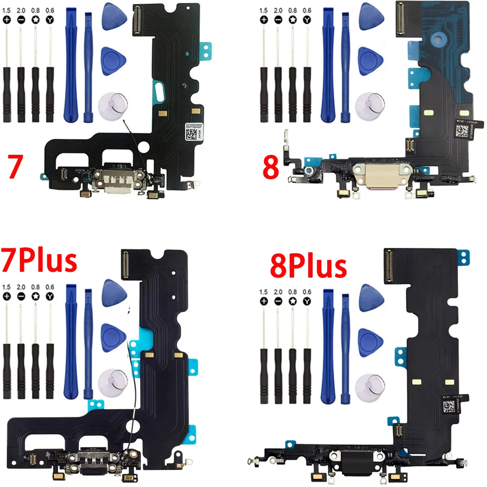 USB Charging Port Dock Connector Flex Cable Microphone Headphone Replacement Part For iPhone 7 7Plus 8G 8 Plus Repair Tools