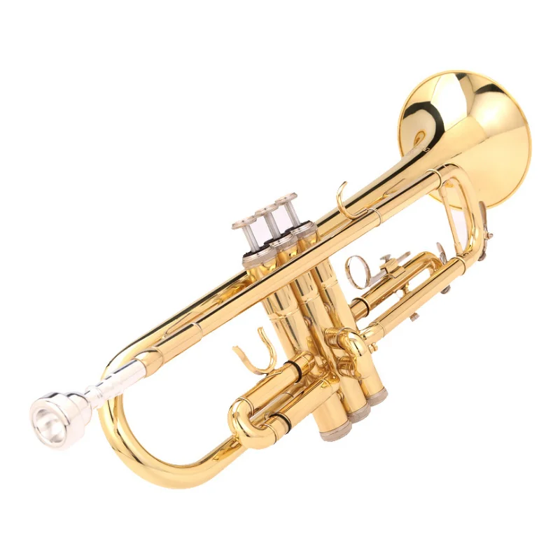 Il belin Trumpet Bb B Flat Brass Gold-painted Exquisite Durable Musical Instrument with Mouthpiece Gloves Strap Case