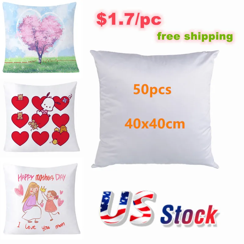 

Bulk Sublimation Blank Pillow Case White Cushion Cover DIY Gift Heat Press Printing Transfer Pillow Covers Decorative 50pcs