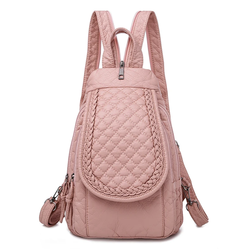 KMFFLY Hot Weiß Frauen Rucksack Weibliche Gewaschen Weichen Leder Rucksäcke Damen Sac A Dos Schule Taschen für Mädchen Reisen Zurück Pack rucksäcke 9