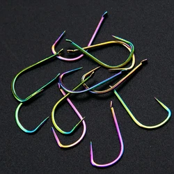DYGYGYFZ 50pcs/set Without Barbs Colorful Hook Golden Stingless Hook High Carbon Steel Fish Hook Fishhook  Fishing Accessories