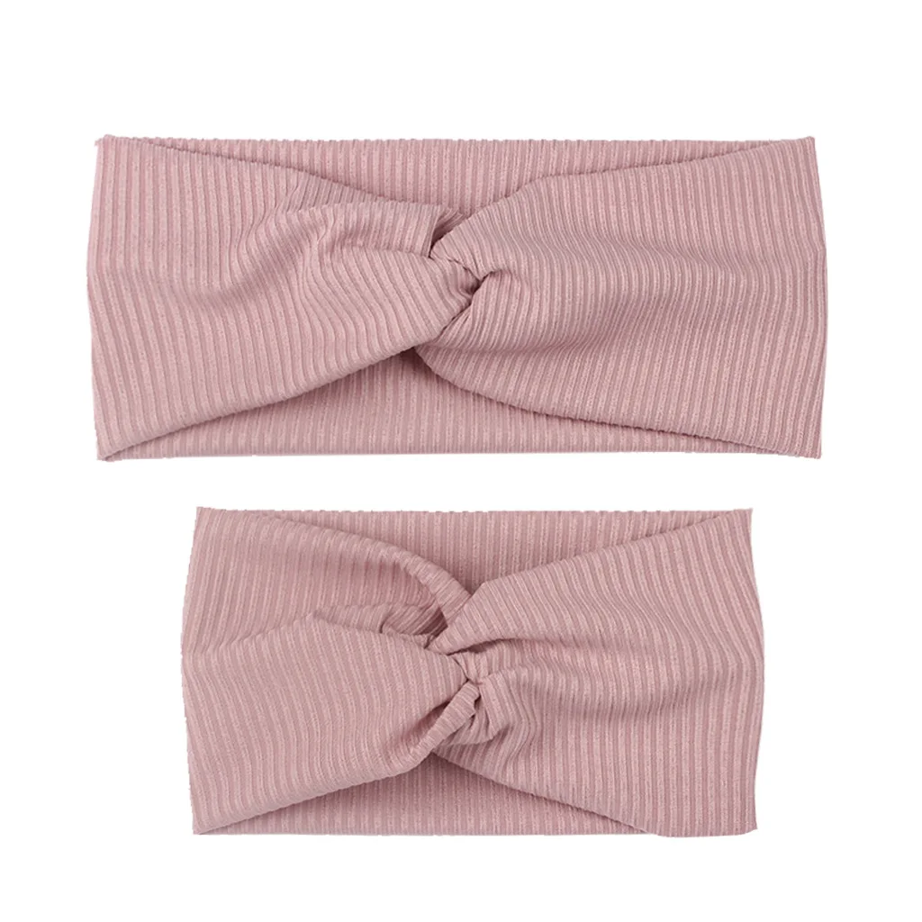 2PCS/Set Mom Mother & Daughter Kids Baby Girl Bow Headband Solid color head Hair Band Accessories Parent-Child family Headwear