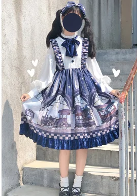 Robe lolita gothique pour filles, tenue mignonne en dentelle, taille haute, imprimé victorien, vintage, kawaii