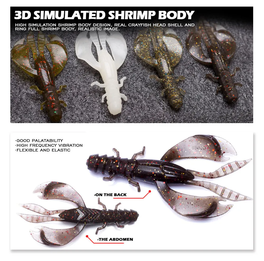 4/8 Stück 80mm/6,5g Weicher Silikon-Garnelenköder Set mit Wirbel, Jigging-Wobbler, Künstlicher Köder für Hecht, Minnow, Barsch – Detail 8