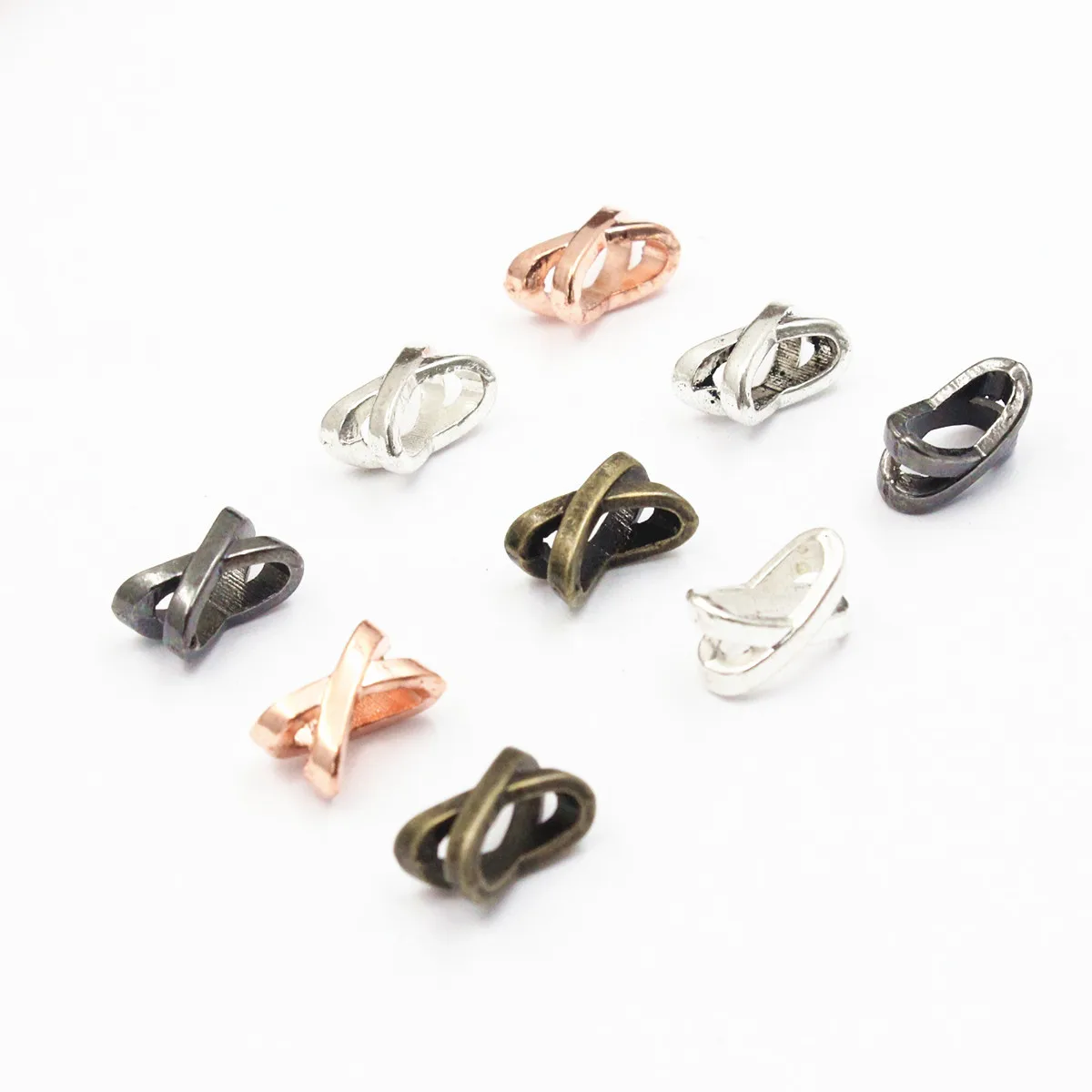 Onebeading Fashion suwak metalowy krzyż płaska tubka do bransoletki naszyjnik przewód koraliki zegarek łańcuch DIY akcesoria otwór: około 7x3mm