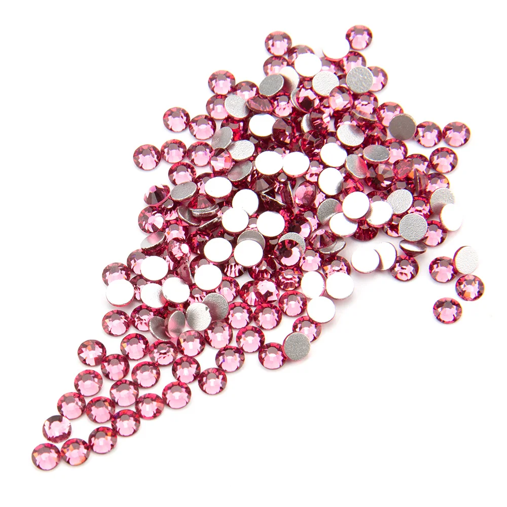 SS3-SS34 Pink Rhinestone For Nail Art (288pcs-1440pcs)/bag Flat back Non Hotfix Glue on Nail Art Rhinestones