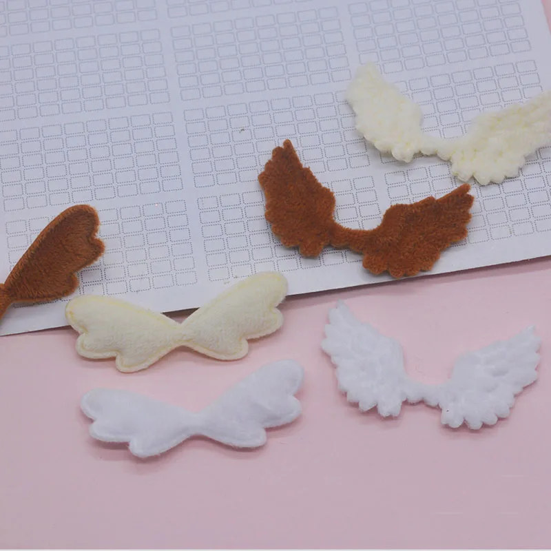 

40Pcs/Lot 6.5*3.5CM Double Side Felt Angel Wing Padded Applique For Handmade Clothes Hat Sewing Supplies DIY Hairpin Accessories