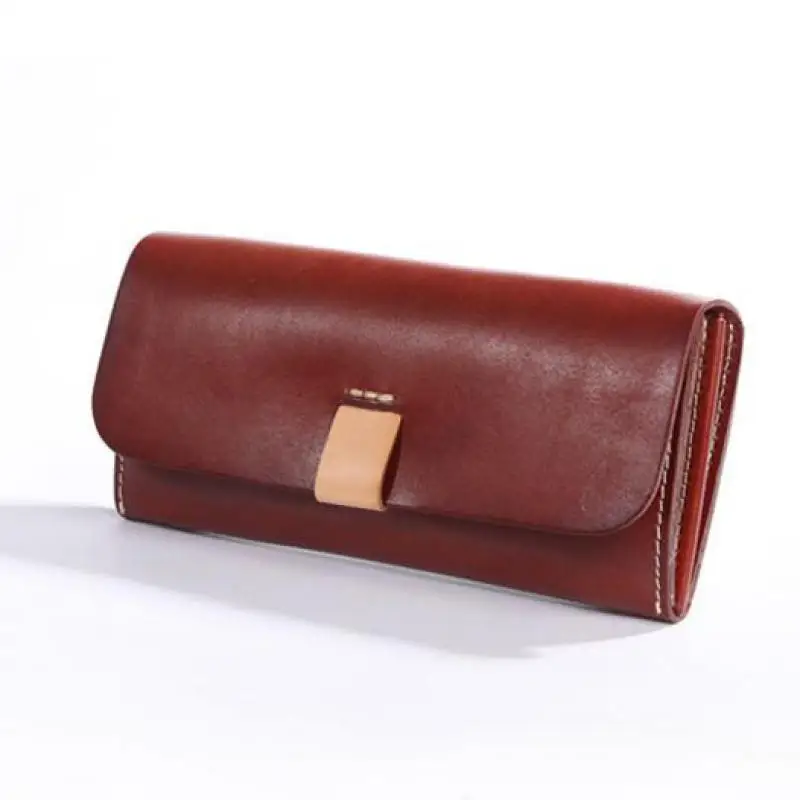 Portafoglio lungo da donna pochette da donna in vera pelle pochette semplice stile Casual in pelle conciata al vegetale portafoglio femminile