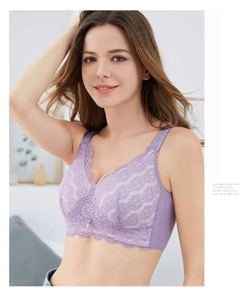 No Rims Thin Breathable Full Cup Breastfeeding Lace Flower Sexy Lingeries Women Bras Plus Size 120EFG Women\'s Underwear