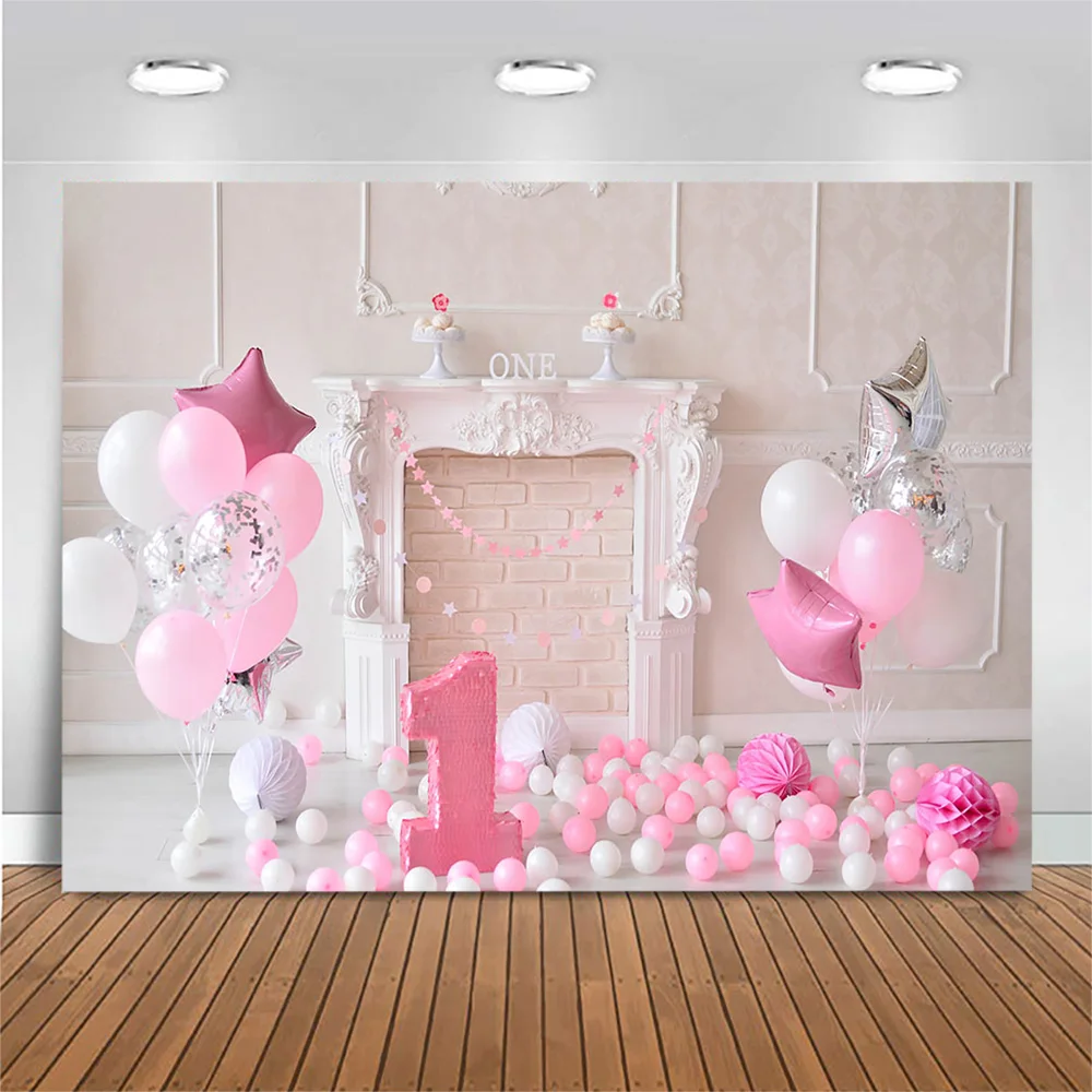 Mocsicka 1 생일 파티 베이비 샤워 배경 풍선 장식 베이비 포트레이트 사진 소품 케이크 스매시 사진 배경