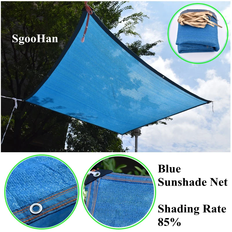 Blue Anti-UV 8-Pin Sunshade Net Outdoor Awning Home Garden Plant Greenhouse Cover Shading Net Car Cover Swimming Pool Shade Sail