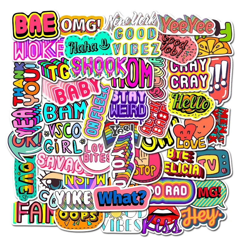 50pcs Non-Repeating Funny Meme Cute Stickers Diary Laptop Scrapbook Planner Moto Luggage Notebook Graffiti Memes Stickers