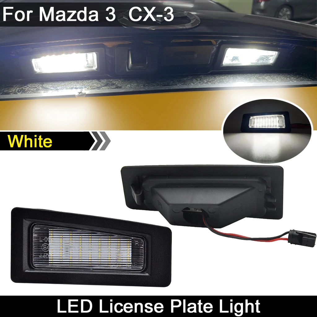 2Pcs For Mazda 3 Axela 2014-2018 For Mazda CX-3 CX3 2016-UP White LED License Plate Light Number Plate Lamp