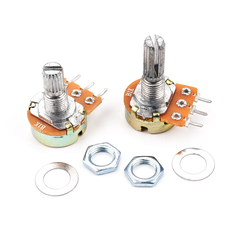 Resistencia de potenciómetro rotativo cónico lineal para Arduino Con tapa azul AG2, 5 piezas, WH148, 1K, 2K, 5K, 10K, 20K, 50K, 100K, 500K Ohm, 15mm, 3 pines