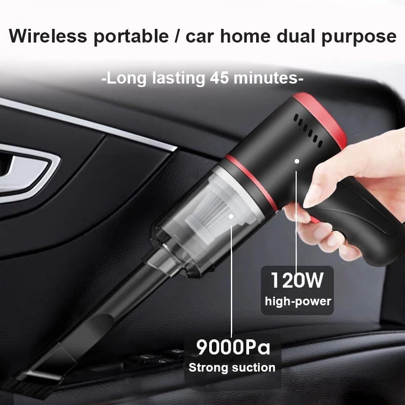 Penyedot Debu Nirkabel Mini Portabel Pengisap Tinggi Genggam Basah Kering Kabel Nirkabel Otomatis 120W9000Pa dengan Basis Pengisi Daya