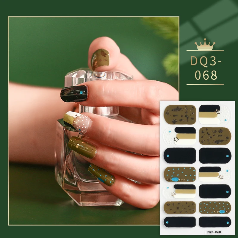 

Black And Green Designed Full Cover Nail Stickers Designer Nail Decals Self Adhesive Nail Sticker Nail Sticker Set Full Beauty