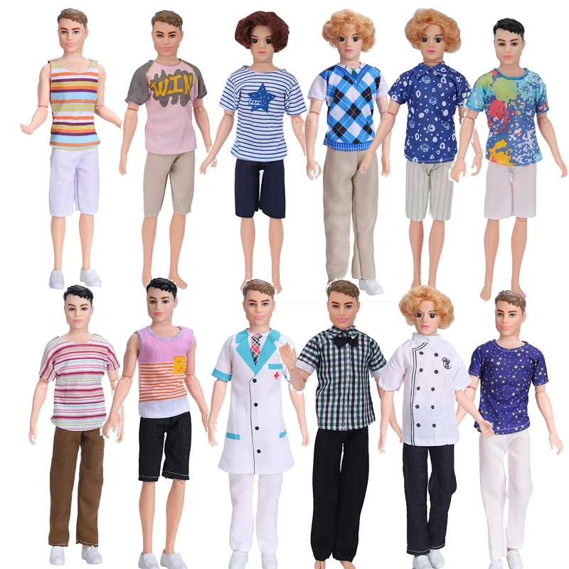 5 Items/lot Fashion Handmade Ken Clothes T Shirt Pants Vest Daily Casual Suit Baby Doll Clothes for 1/6 Ken Doll Accessories