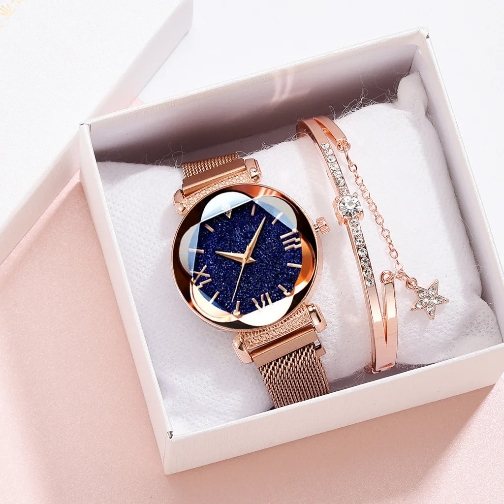 Elegant Quartz Watches Beautiful Casual Watches Ladies Starry Sky Bracelet Wristwatch For Women Lady LL@17