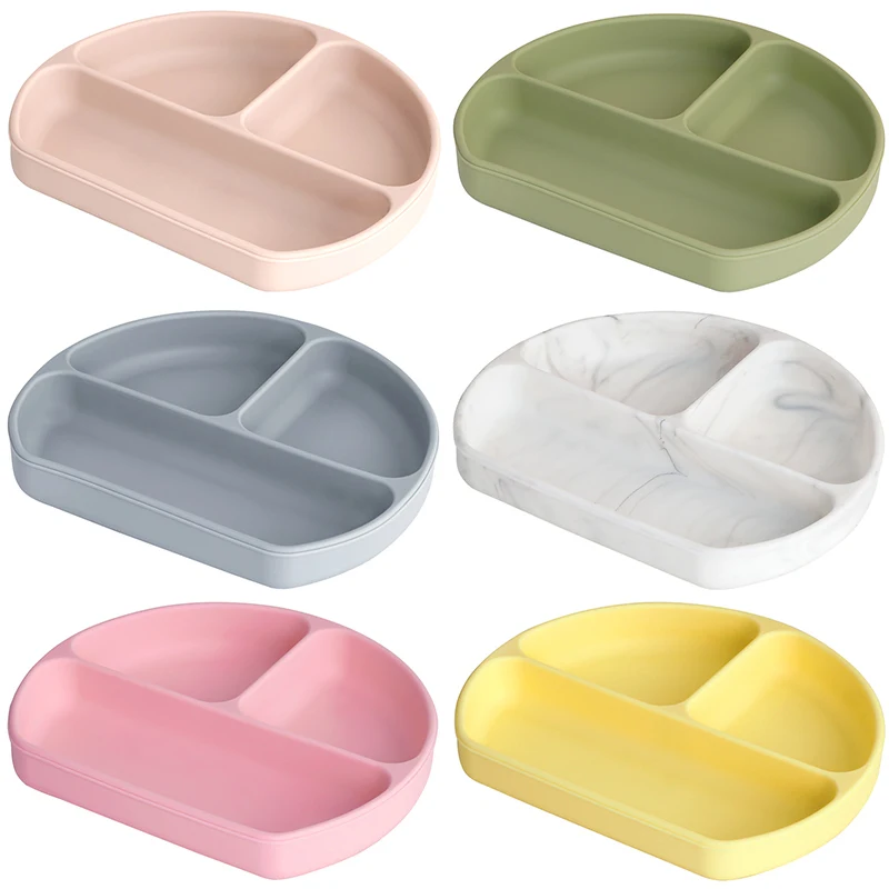 Baby Feeding Soft Silicone Children's Tableware BPA Free Waterproof Spoon Non-slip Dust Cover Dishes Plates Newborn Accessories