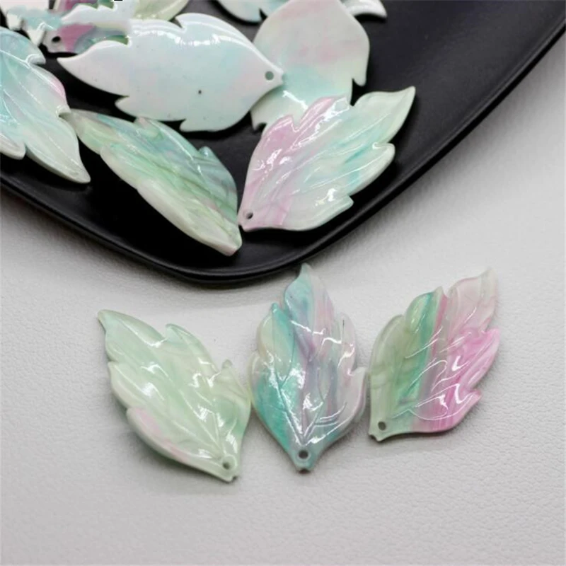 20pcs/lot new creative  Imitate shell leaves beads acetic acid connectors for diy earrings hairpin jewelry making accessories