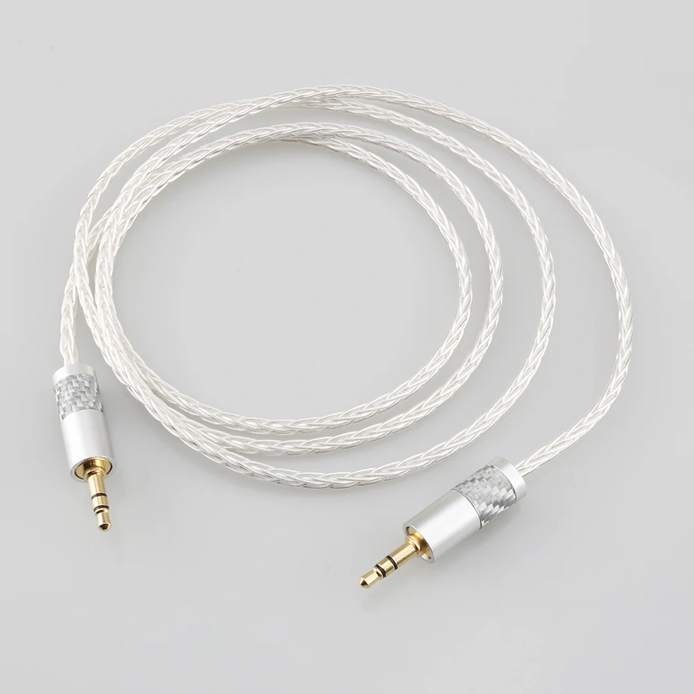 8 Core Silver Plated OCC 3.5mm to 3.5mm Male to Male Audio Cable Hifi Stereo AUX Interconnect Short Cord for DAP DAC Amplifier