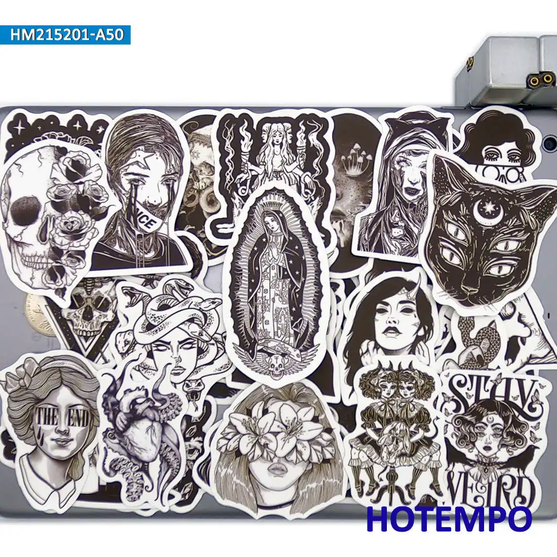 20/30/50Pieces Gothic Art Stickers Witch Girl Death Demon Skull Totem for Phone Luggage Skateboard Motorcycle Car Laptop Sticker