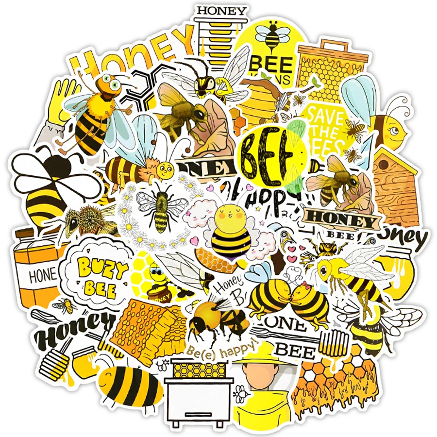 

Bee Stickers 50 PCS Vinyl Waterproof Yellow Cute Stickers for Laptop Skateboard Water Bottles Computer Phone My Melody Stickers
