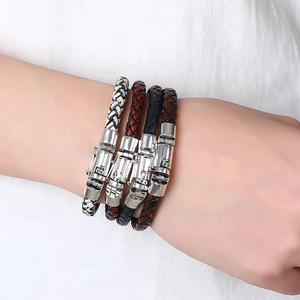 2019 Fashion Leather Chain Genuine Leather Bracelet Men Vintage Male Braid Jewelry for Women Man Buddha Bracelet