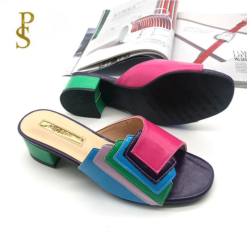 FABIO PENNY sells stylish and elegant exquisite patchwork luxury with the latest multicolor Nigerian style women\'s slippers