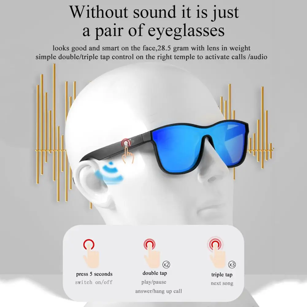 Smart Glasses Wireless Stereo Bluetooth-compatible Sunglasses Outdoor Cycling Sunglasses With Mic Handsfree Audio Headset HOT