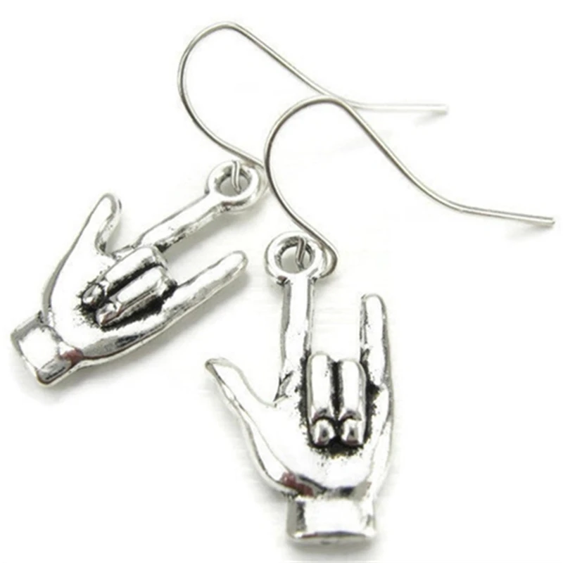 אני אוהב אותך עגילים, 3D יד אות סימן שפה חרשים תקשורת, חירש בית ספר מורה של מתנת רעיון, עגילי יוצא דופן