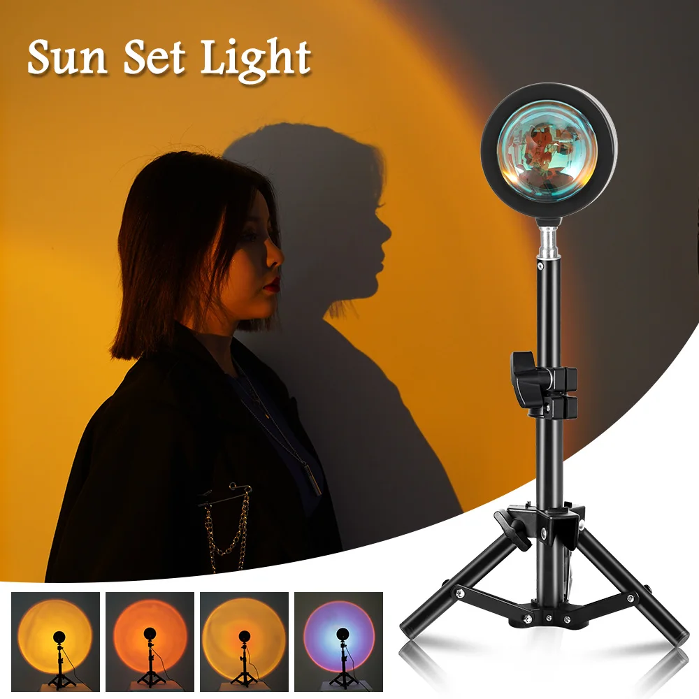 

SH LED Photography Sunset Light With 4 Colors and Tripod Stand USB for Selfie Photo Studio