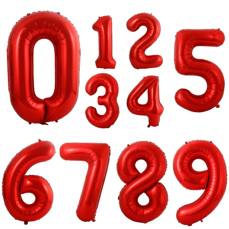 

32inch Red Air Helium Aluminium Foil Number Balloons 0-9 Birthday Wedding Engagement Party Decor Globos Kids Supplies