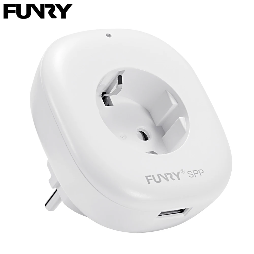 

Умная розетка Funry SPP, Wi-Fi, европейская розетка, с USB, автоматизация умного дома, управление через приложение, таймер, Wi-Fi для Android/iOS AC100-240