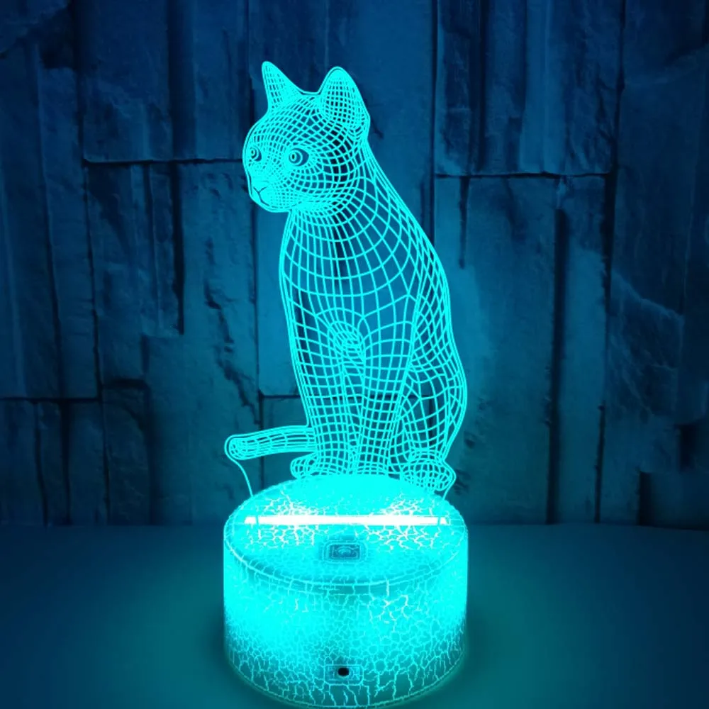 

Cartoon Cat 3D Nightlight LED USB Illusion Lamp Multicolor Touch Remote Luminaria Lampara Home Decor Kids Presents Drop Shipping