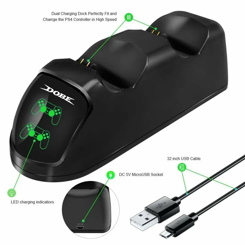 Ps4 duplo controlador estação doca carregador rápido led proteção chip suporte de carregamento para ps4/ps4 magro/ps4 pro controlador joystick