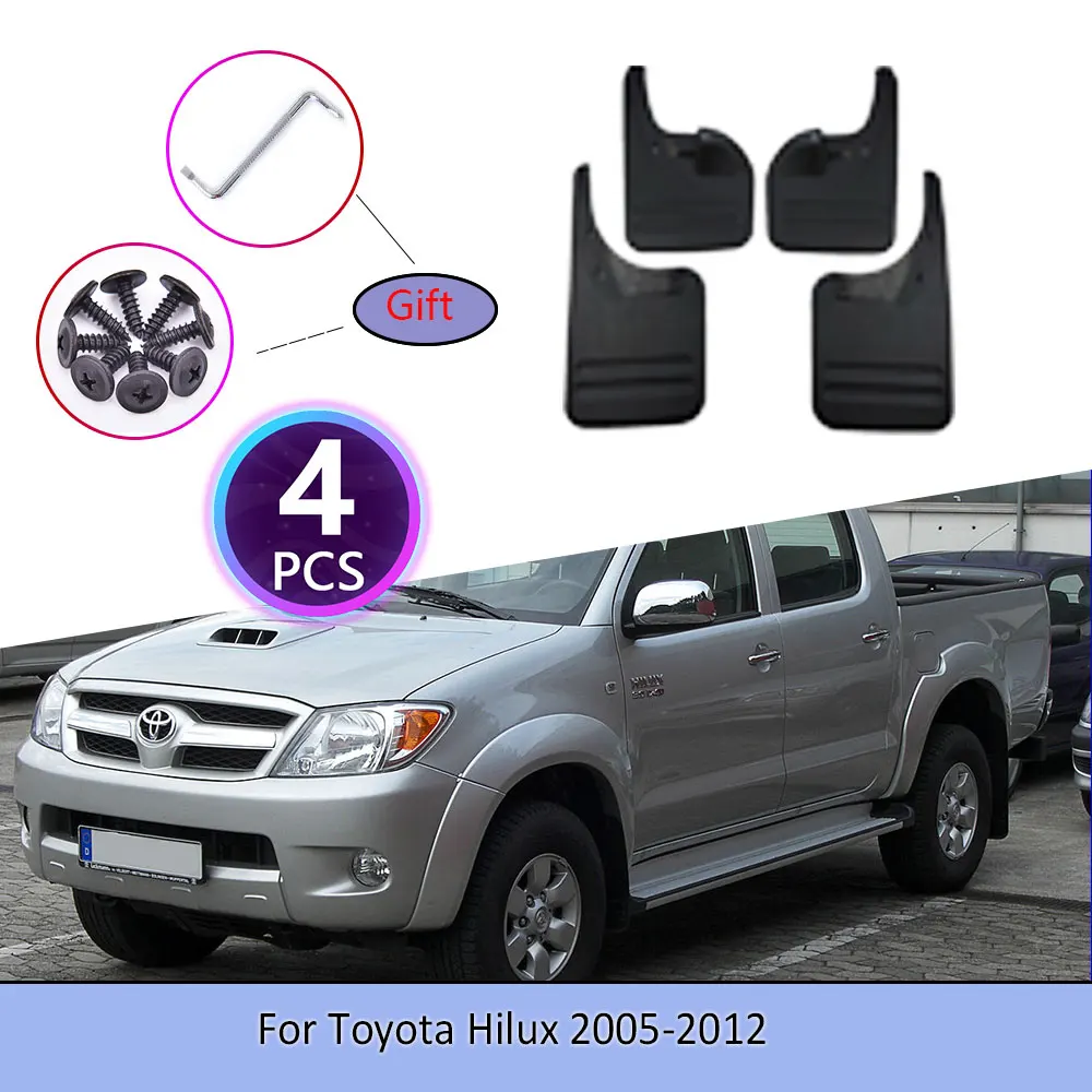 4PCS Car Mudguards For Toyota Hilux 2005~2012 Screw Cladding Splash Plastic Durable Flaps Mudflap Wheel Flap Accessories 2006