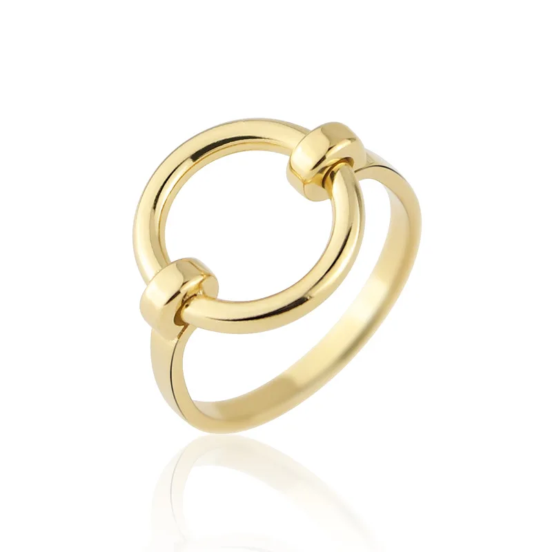 Simple Design Pure Form Circle Shape Ring Stainless Steel Gold Color Fashion Jewelry Bague Femme Homme Anillo Wholesale