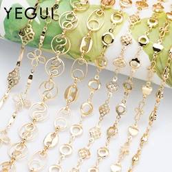 YEGUI-Accessoires pour la Fabrication de Bijoux, Chaîne Plaquée Or 18K, Métal Cuivre, Bracelet et Collier, DIY, 1 m/lot, 0.3 Agi, C164