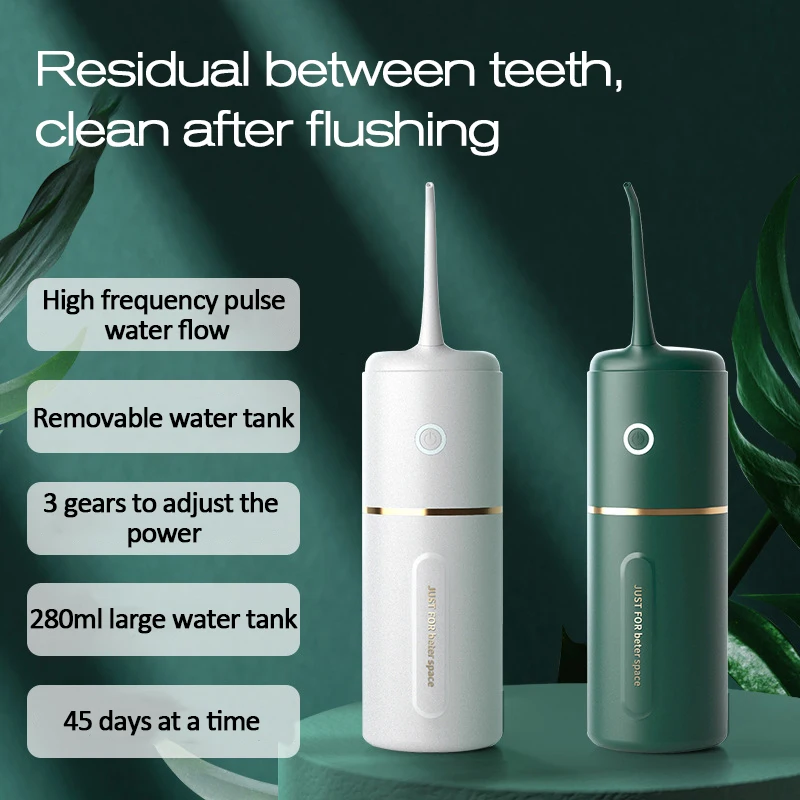 

Oral Irrigator USB Rechargeable Water Flosser Portable Dental Water Jet 250ML Water Tank Waterproof Teeth Cleaner