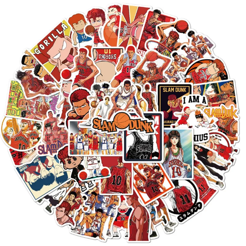 10/30/50pcs Slam Dunk Anime Sticker Classic Manga Cool Sticker Bike Mobile Laptop Kids Toys Diy Car Guitar Fridge Decal Sticker