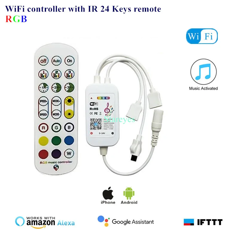 Controlador remoto inalámbrico para el hogar, atenuador con WiFi, DC5V, 12V, 24V, un solo color, RGB, RGBW, Alexa, Tuya, tira de LED, 1 unidad