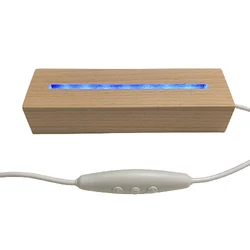 RGB Color Lights 15cm Dimmable Lamp Led Base Wood Display Stand USB Powered for Acrylic Plexiglass Night Lights