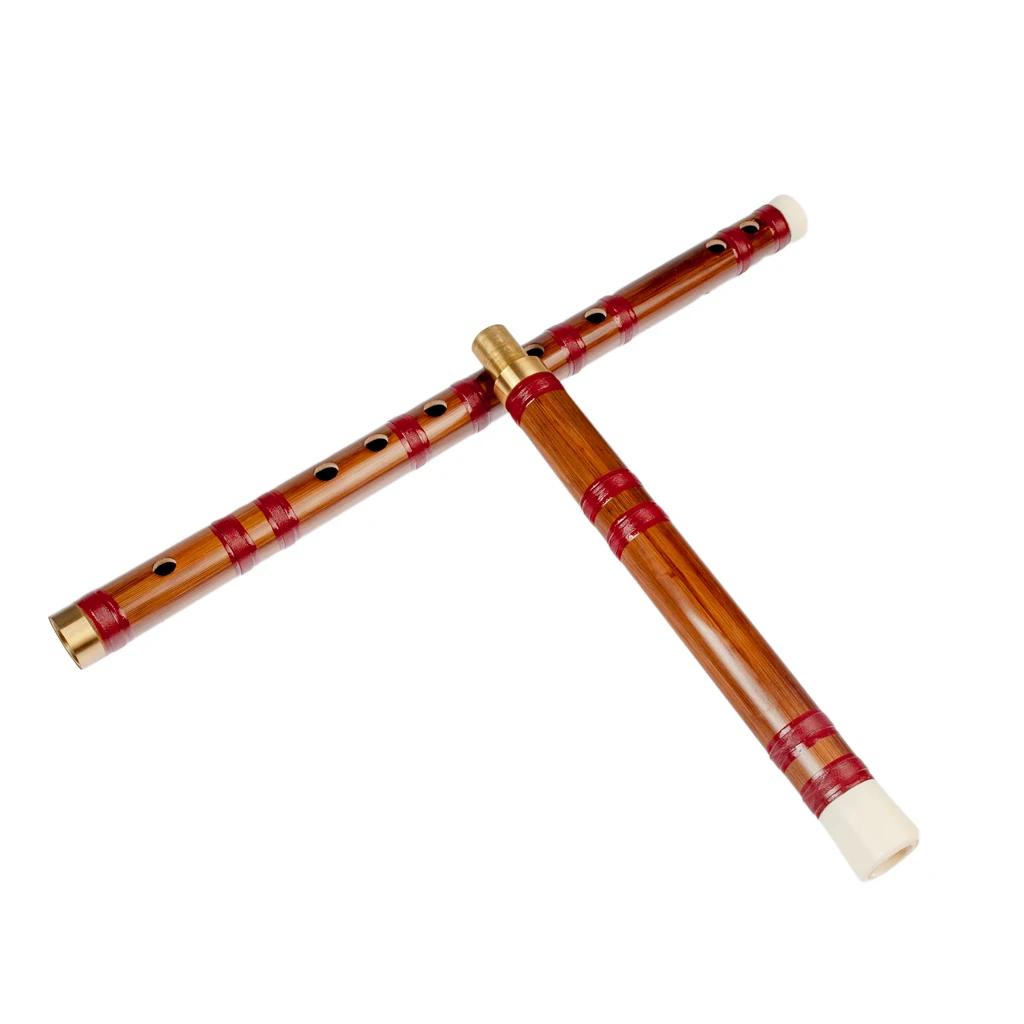 LOMMI Traditional Handmade Chinese Bamboo Flute Musical Instrument In D Key Vintage Dizi W/ Free Membrane + Glue + Protector Set