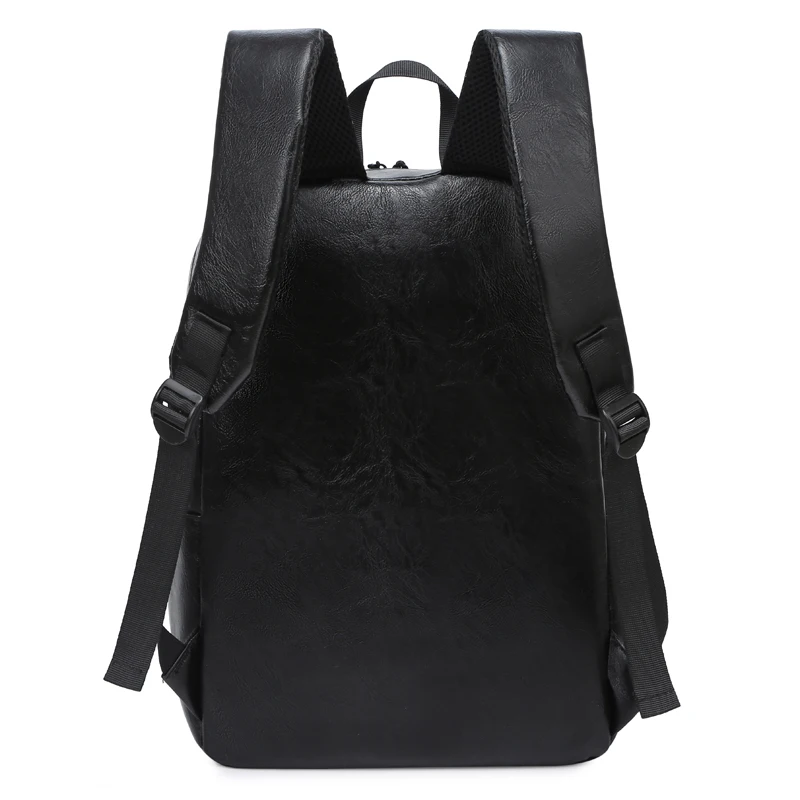 2021 Fashion Männer PU Leder Rucksack 15,6 zoll Männer Schule Laptop Rucksäcke Wasser Abweisend Reise 20L Multi USB Ladegerät Männlichen